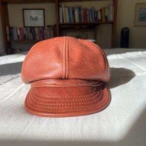 Vintage 1960s/1970s Brown Leather Newsboy Hat - Made in USA, New York Hat Co